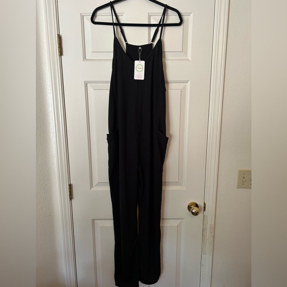 Black Ribbed Jumpsuit